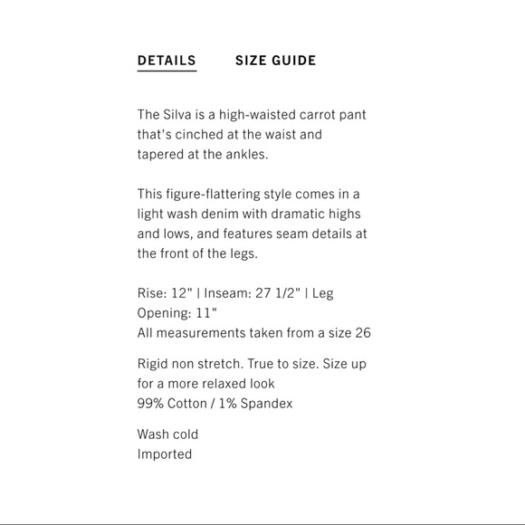 Pistola Denim Silva Carrot Pant, Size 26 - Picture 5 of 15